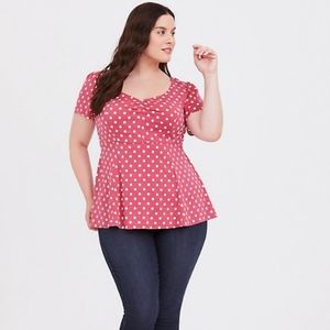Torrid Pink Polka Dot Stretch Challis Top